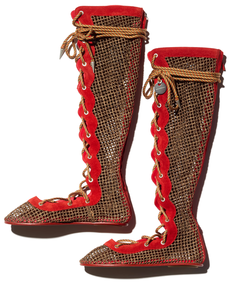 RETICELLA Knee High Boot — Red