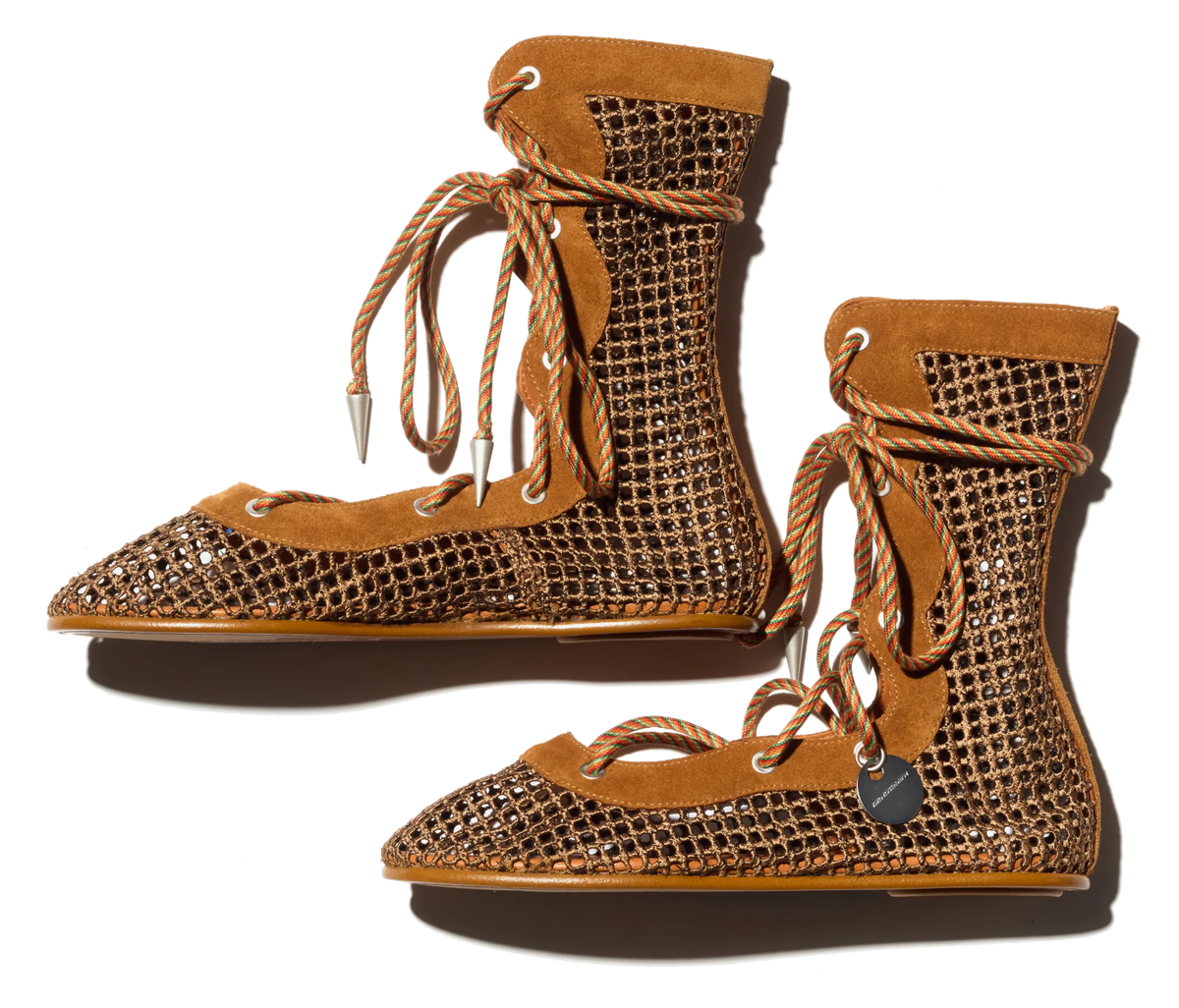 RETICELLA Lace-Up Boots — Caramel