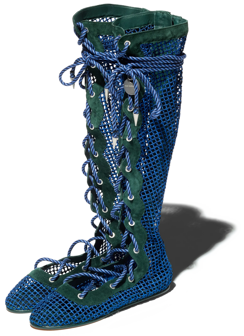 RETICELLA Knee High Boots — Sapphire