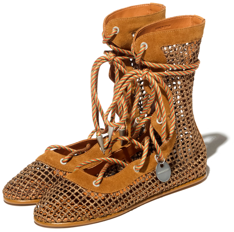 RETICELLA Lace-Up Boots — Caramel