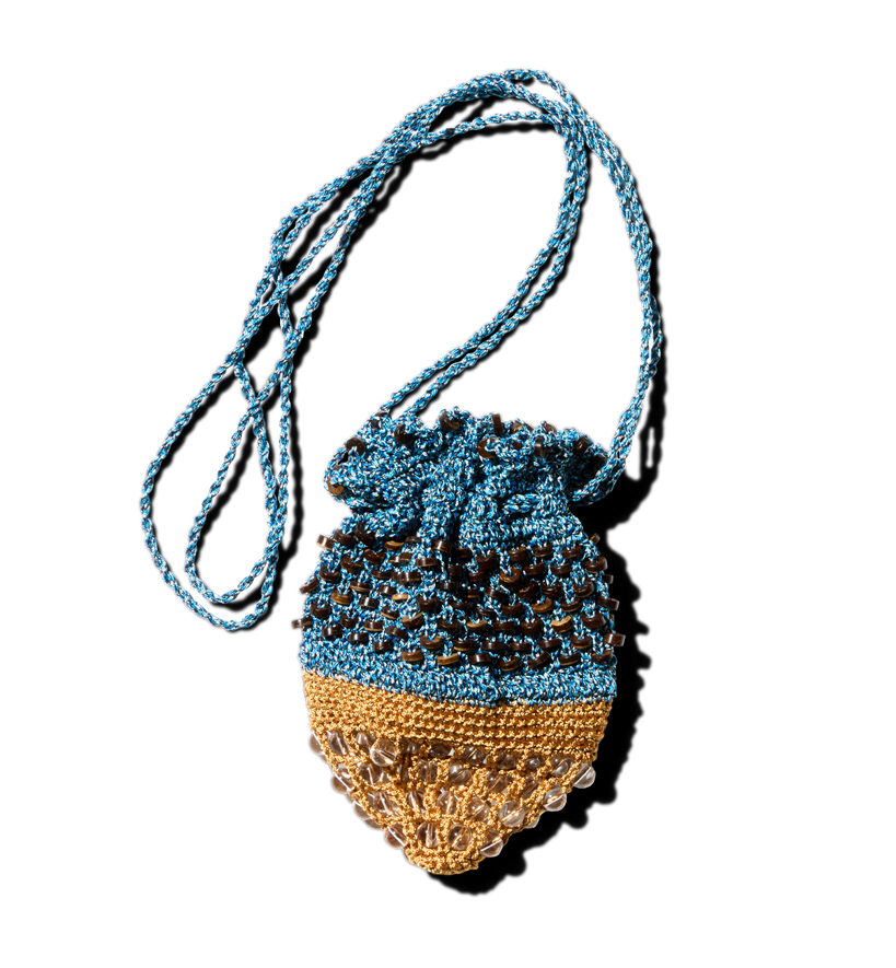 GANNET Crochet Pouch — Blue Snake / Gold (Exclusive)