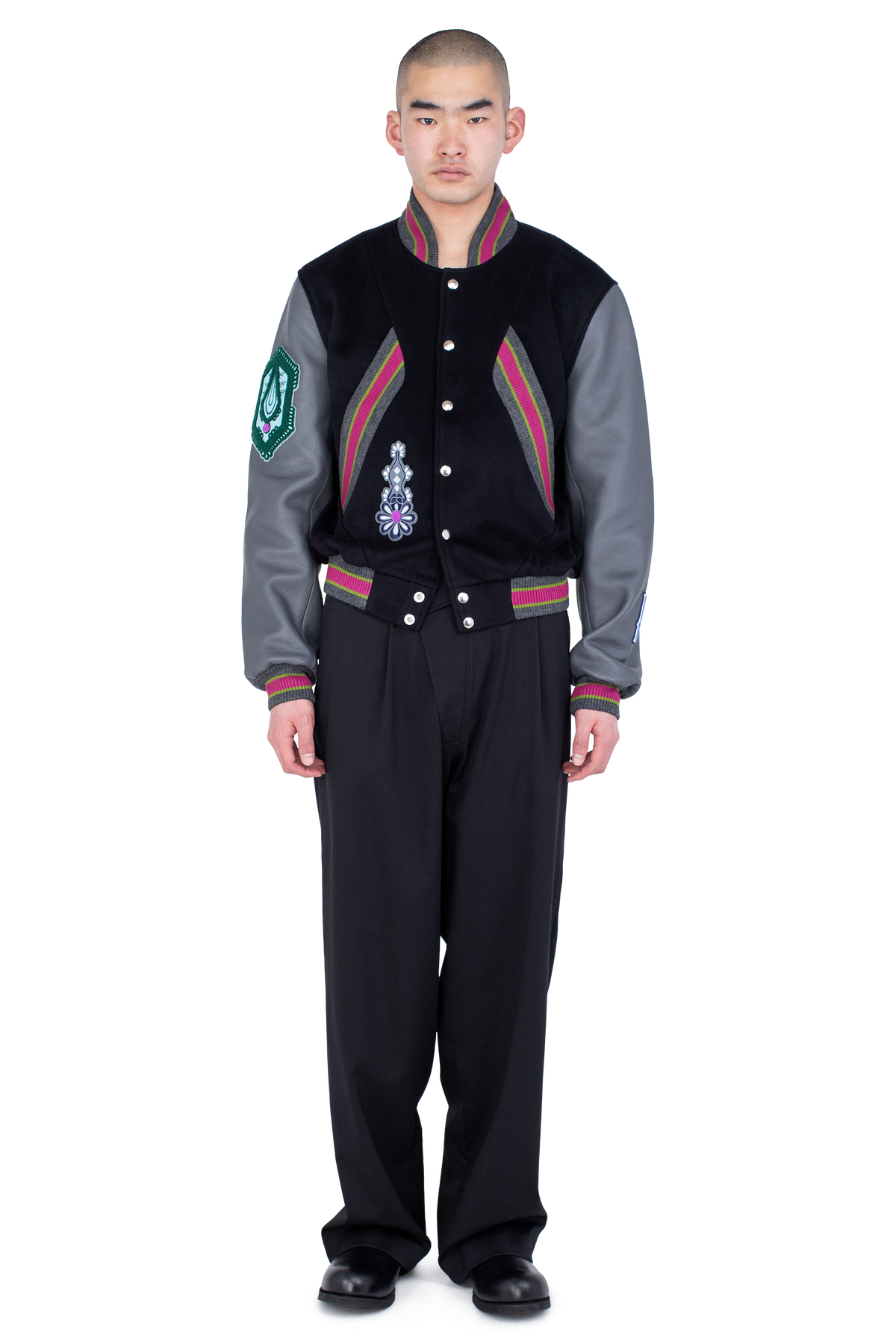 LONDON Varsity Jacket  — Black / Castle