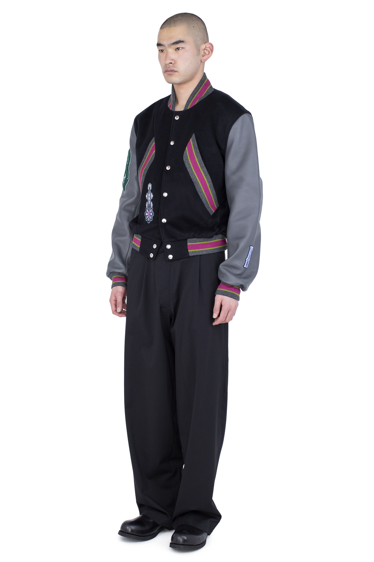 LONDON Varsity Jacket  — Black / Castle