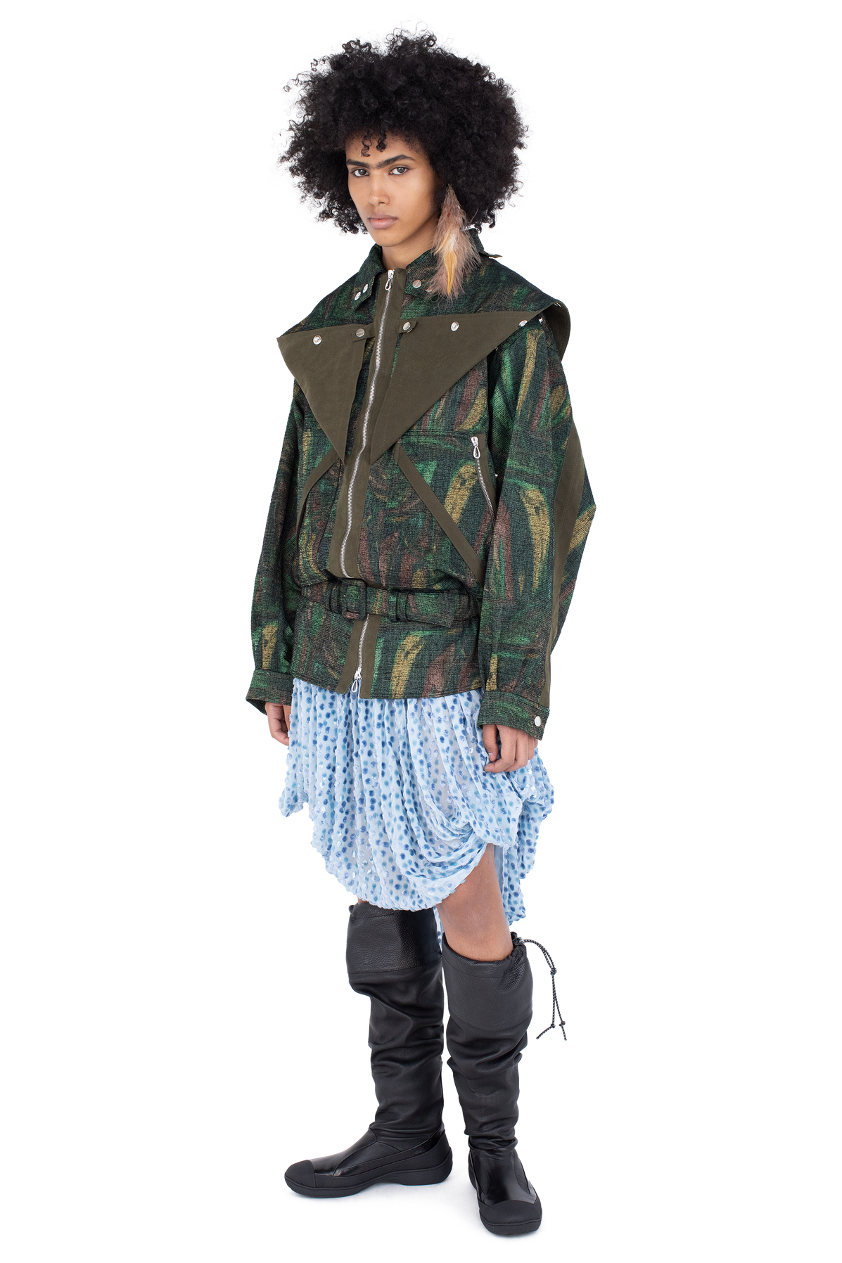 HERON Belted Jacket — Forest Print