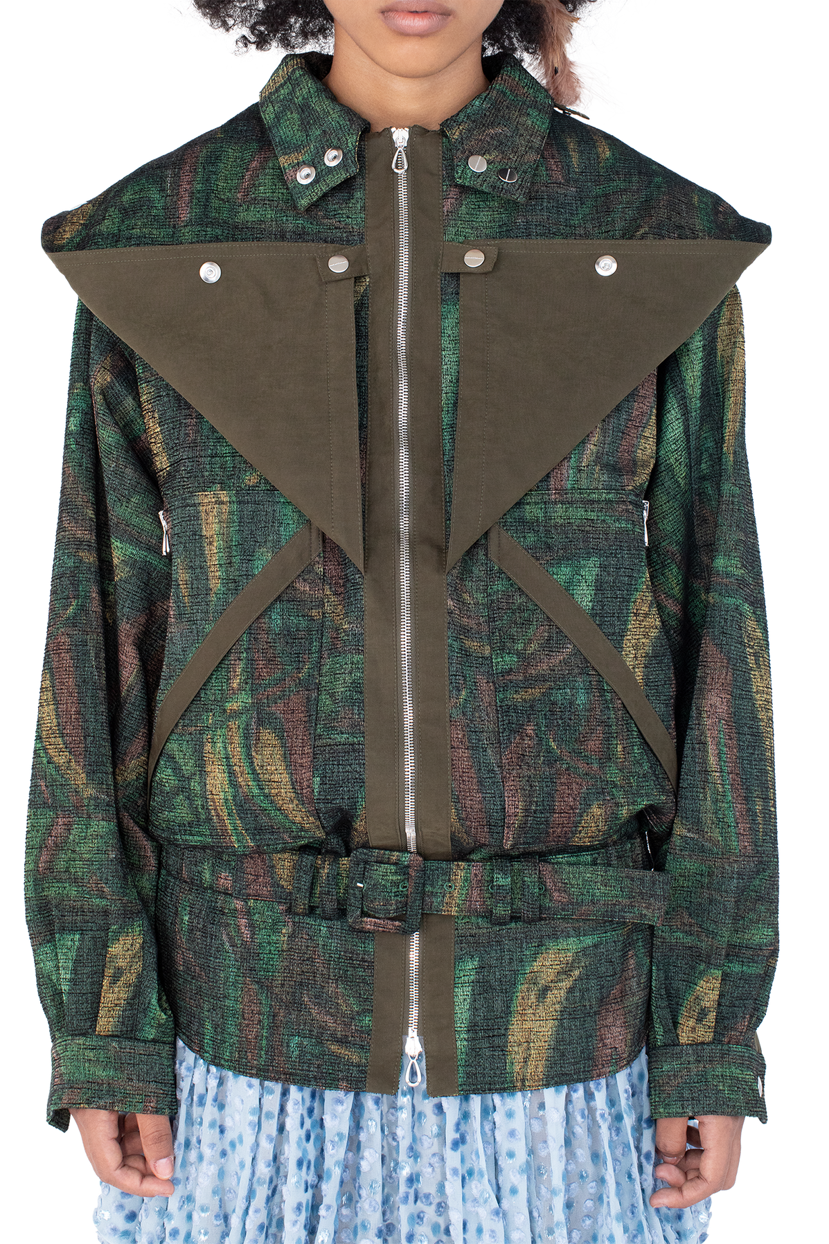 HERON Belted Jacket — Forest Print