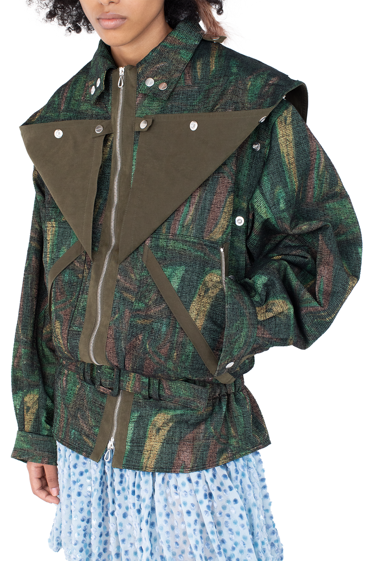 HERON Belted Jacket — Forest Print