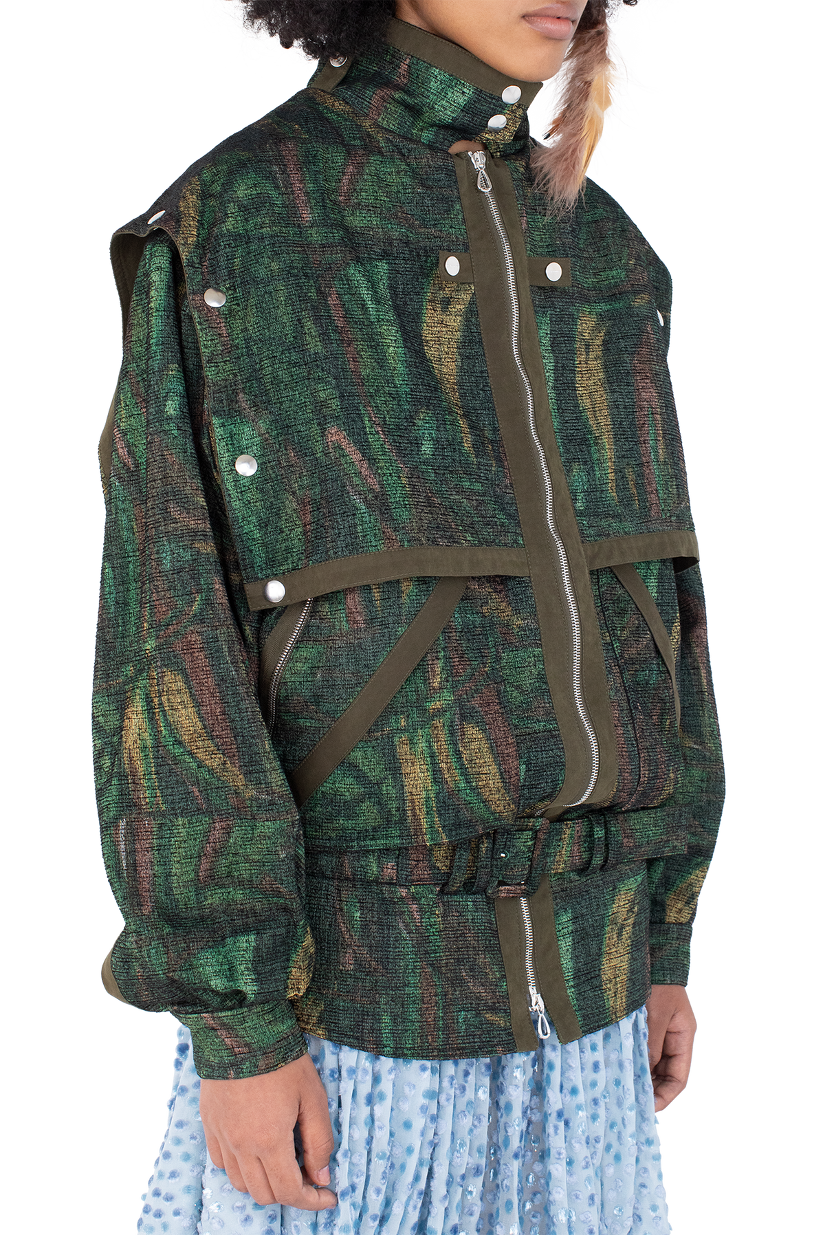 HERON Belted Jacket — Forest Print