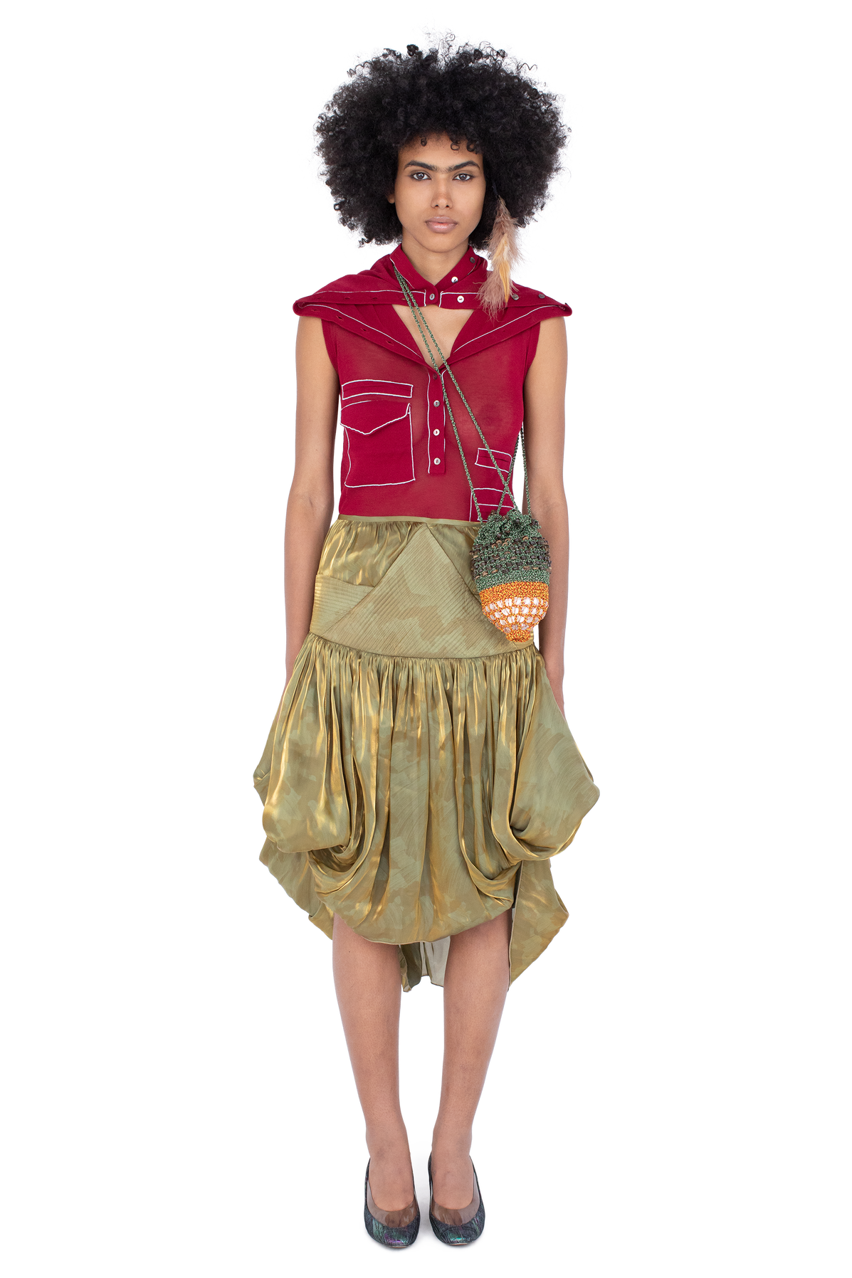 TAWNY Mid-Lenght Skirt — Gold Brush