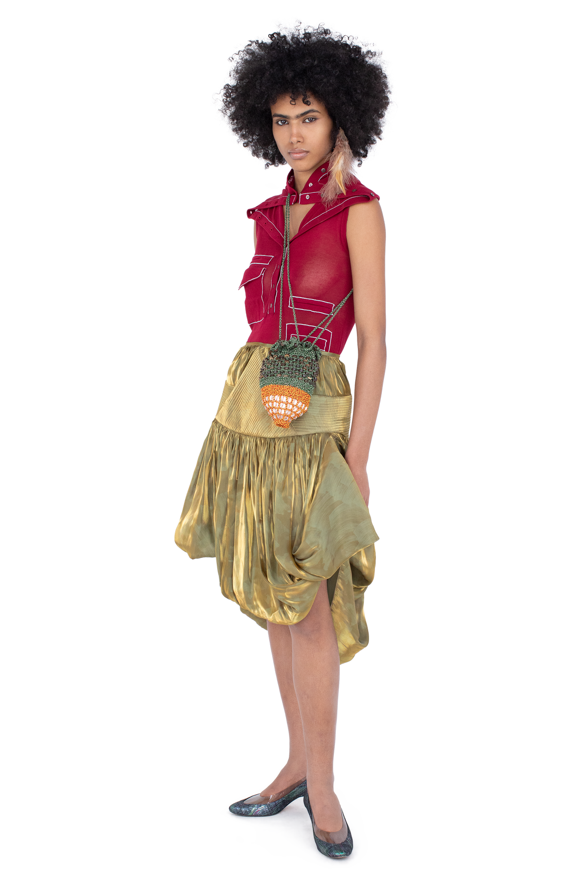 TAWNY Mid-Lenght Skirt — Gold Brush