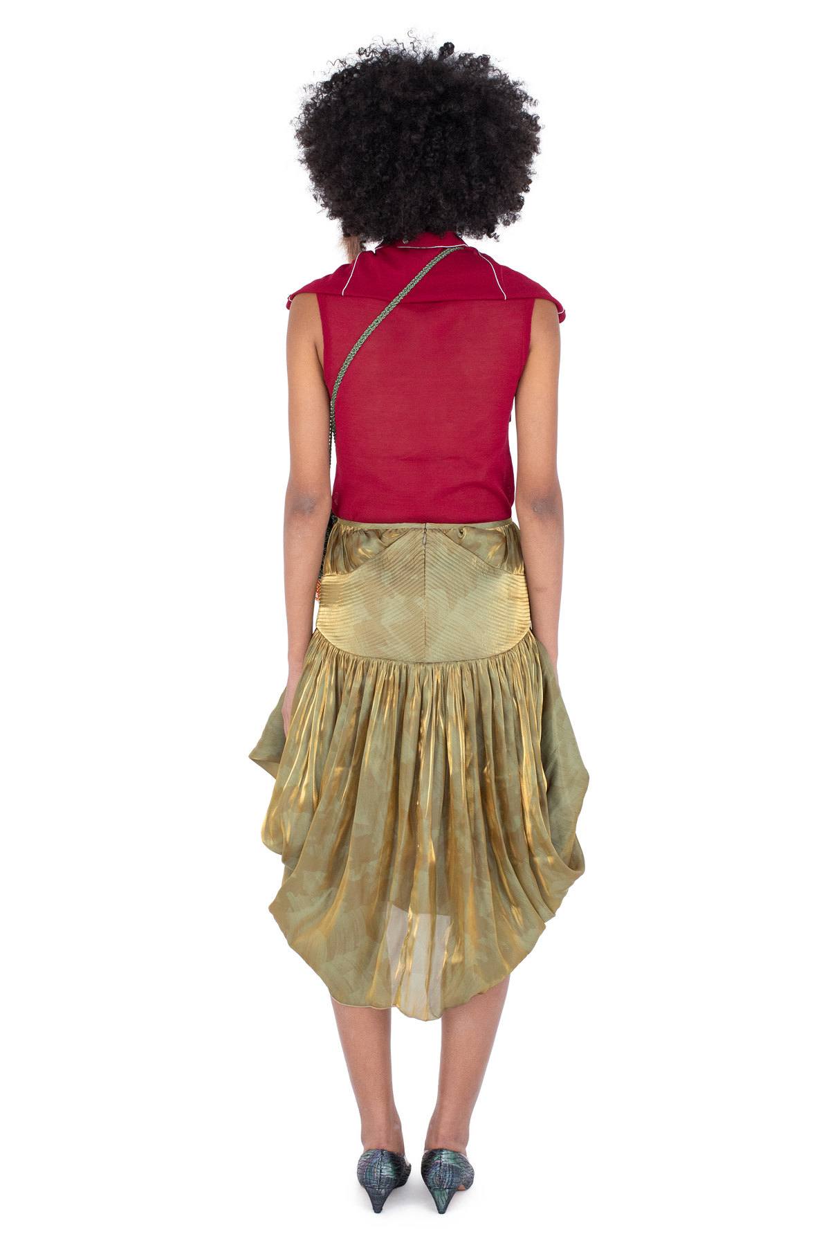 TAWNY Mid-Lenght Skirt — Gold Brush