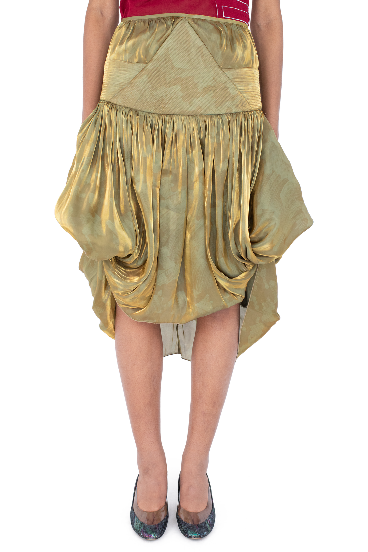 TAWNY Mid-Lenght Skirt — Gold Brush