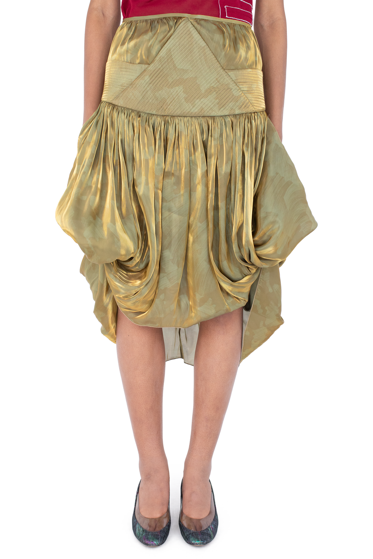 TAWNY Mid-Lenght Skirt — Gold Brush