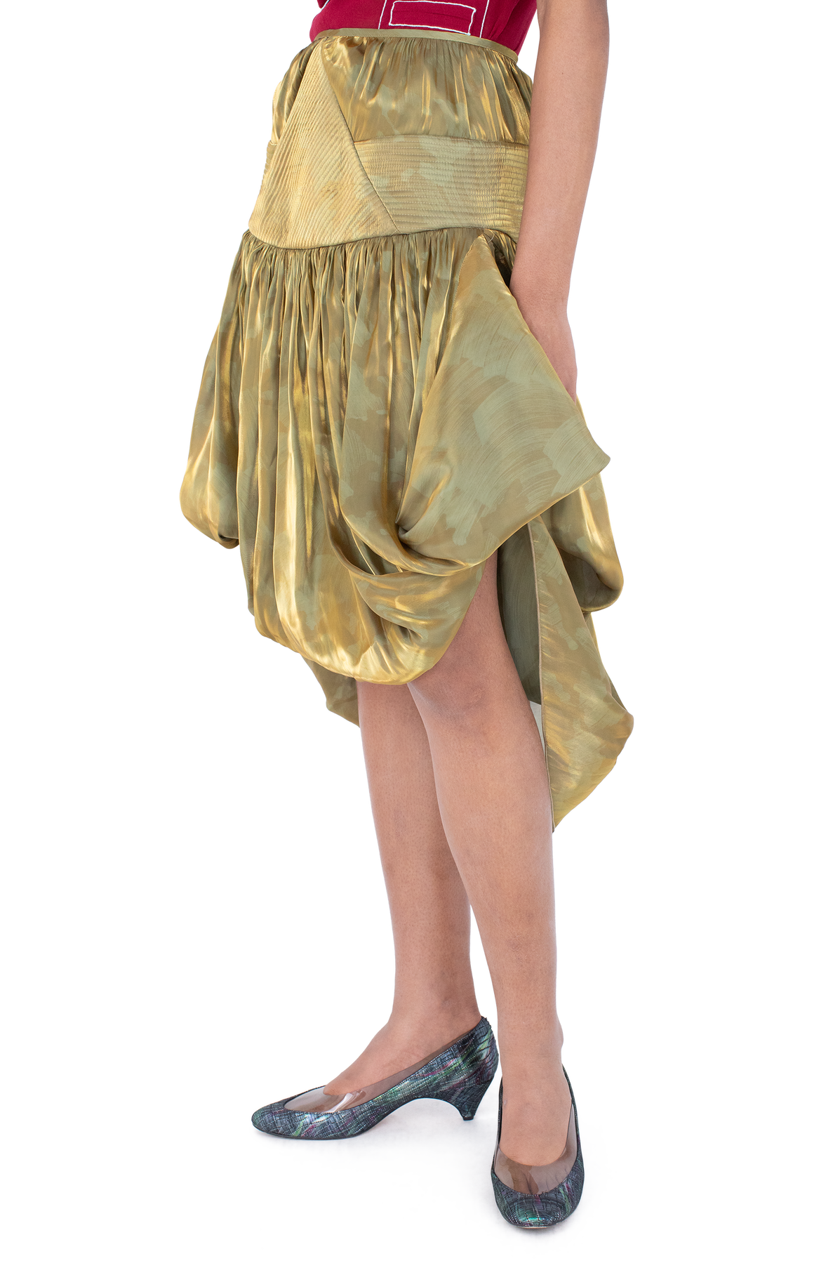 TAWNY Mid-Lenght Skirt — Gold Brush