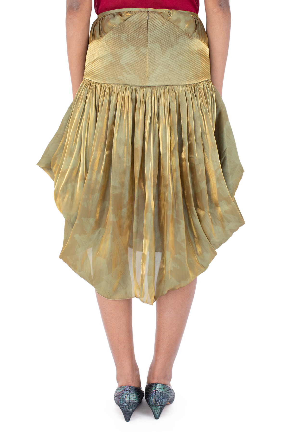 TAWNY Mid-Lenght Skirt — Gold Brush