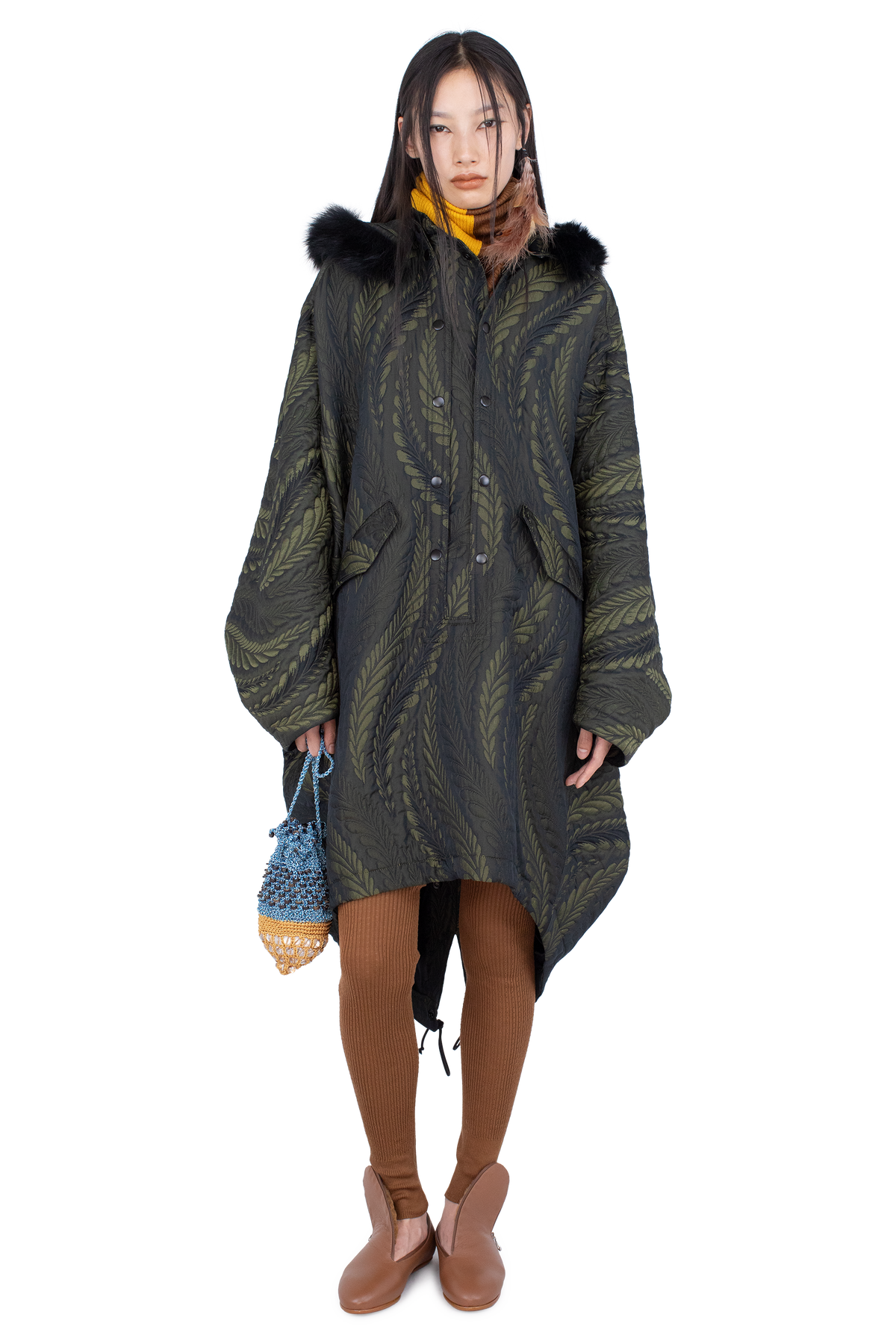 BITTERN Hooded Poncho — Foliage Green