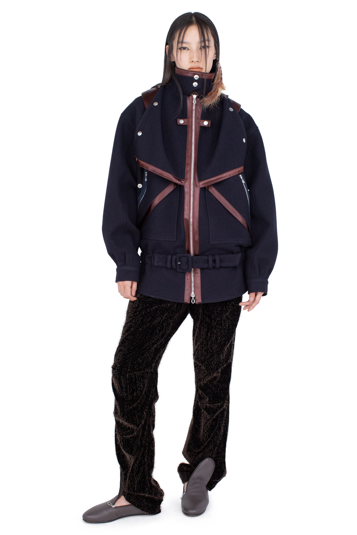 HERON Belted Jacket — Midnight Blue