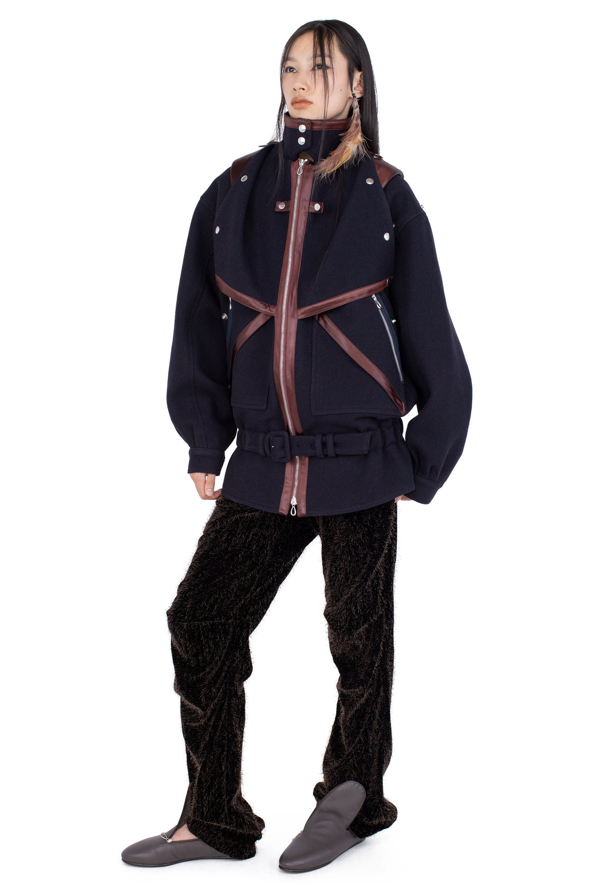 HERON Belted Jacket — Midnight Blue