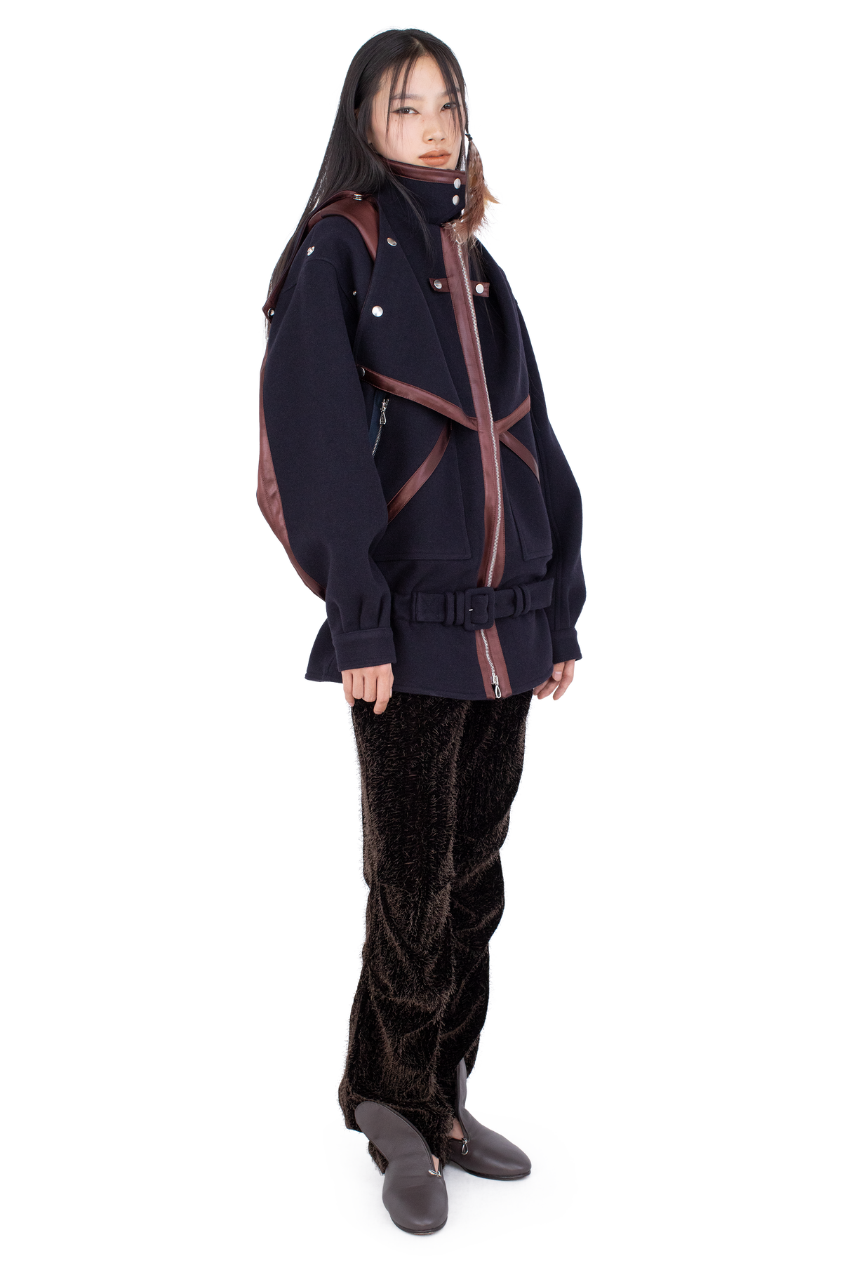 HERON Belted Jacket — Midnight Blue