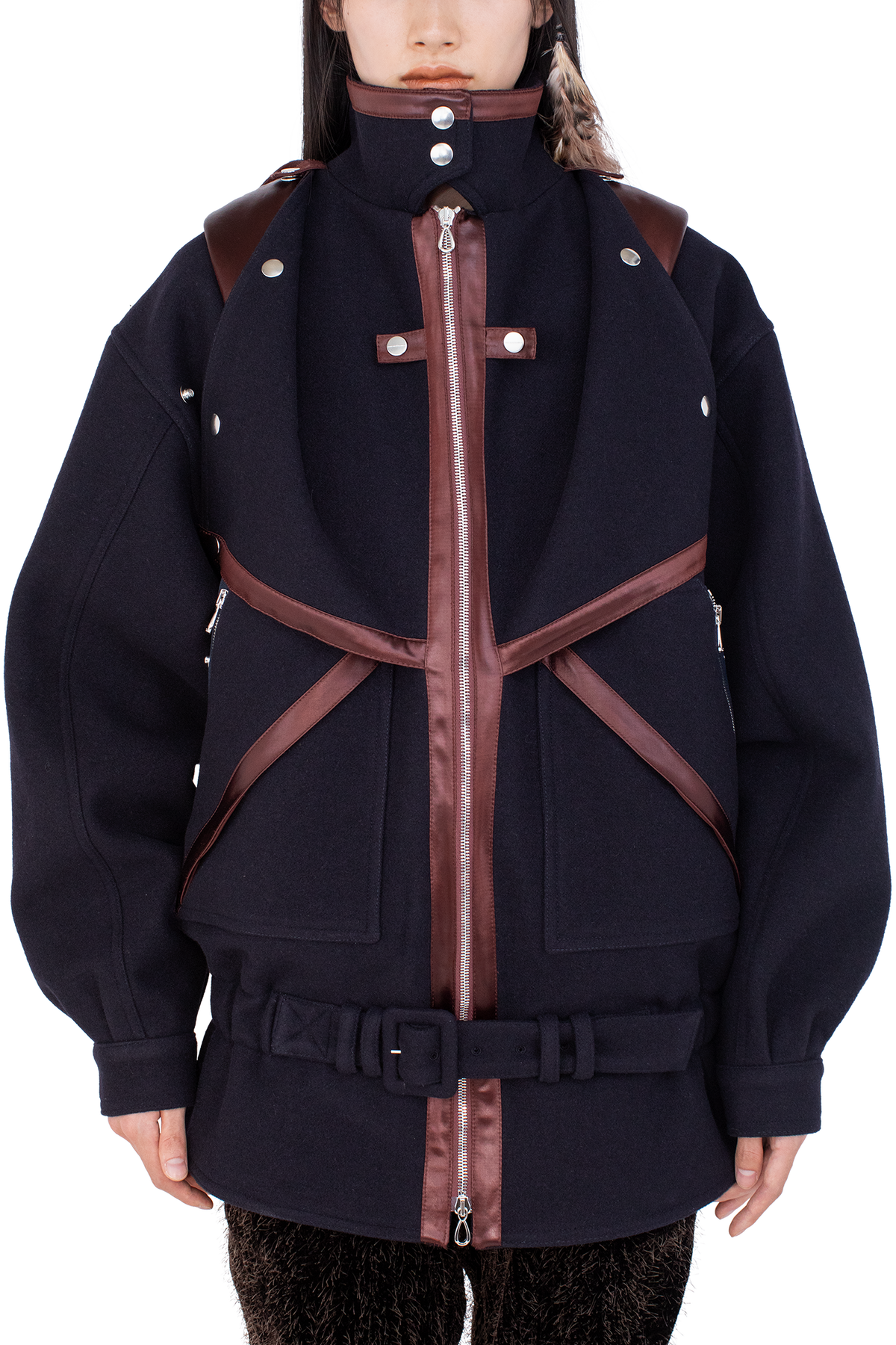 HERON Belted Jacket — Midnight Blue