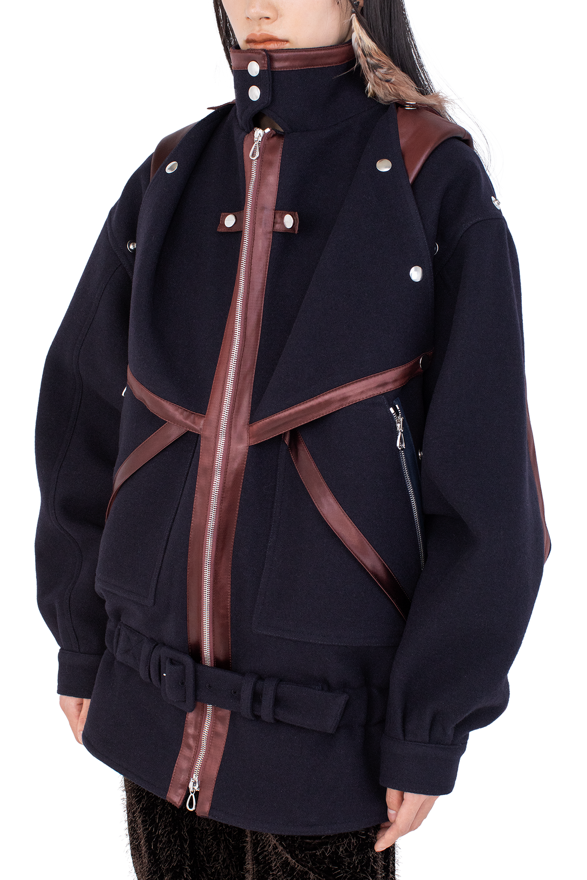 HERON Belted Jacket — Midnight Blue