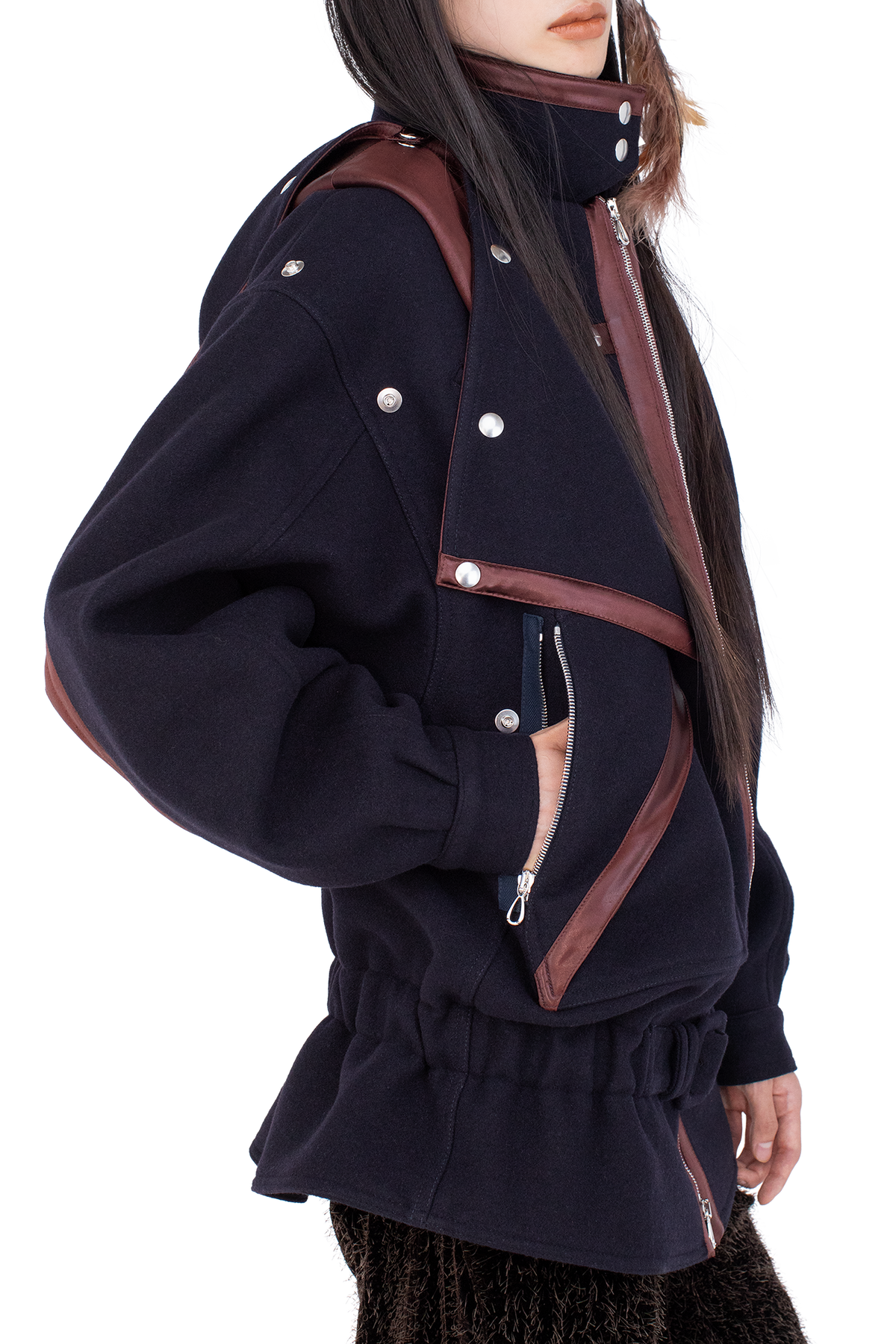 HERON Belted Jacket — Midnight Blue