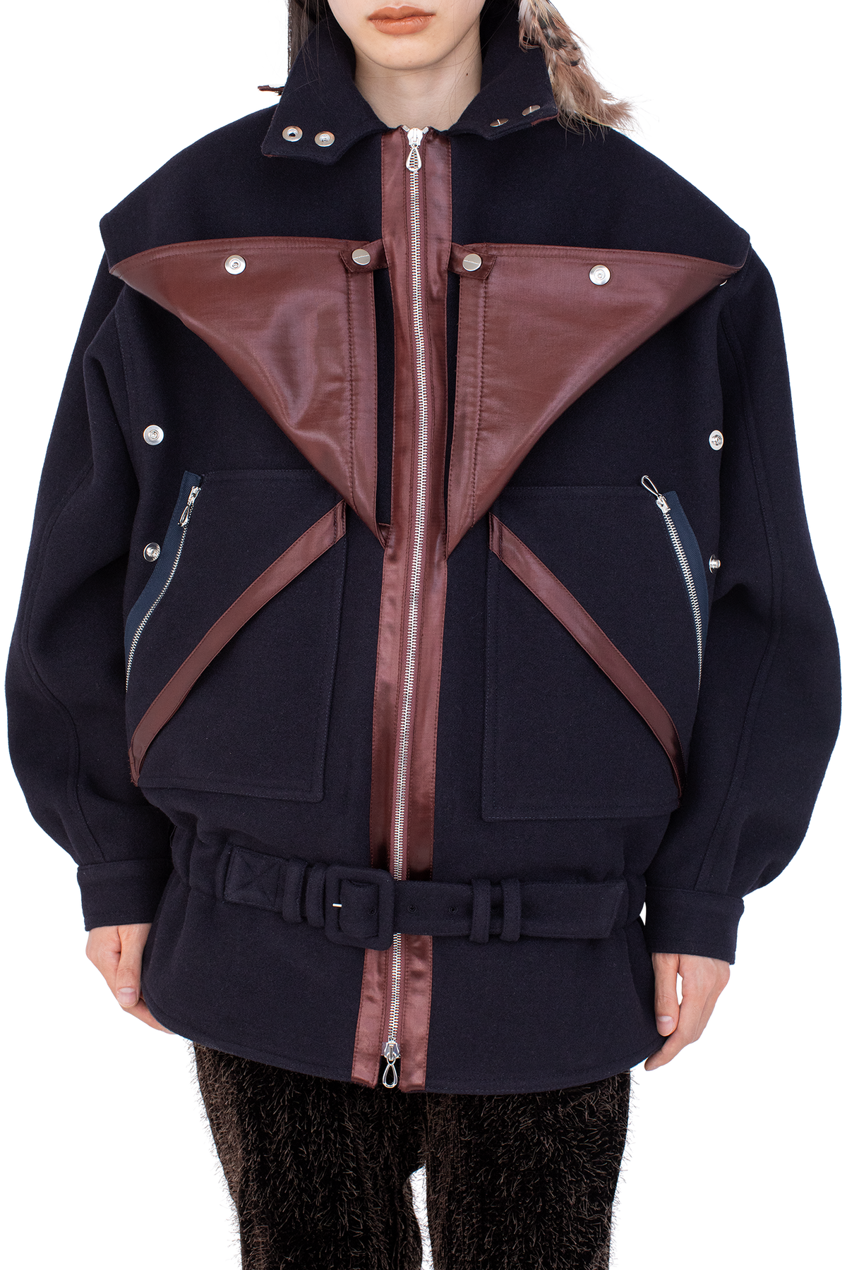 HERON Belted Jacket — Midnight Blue