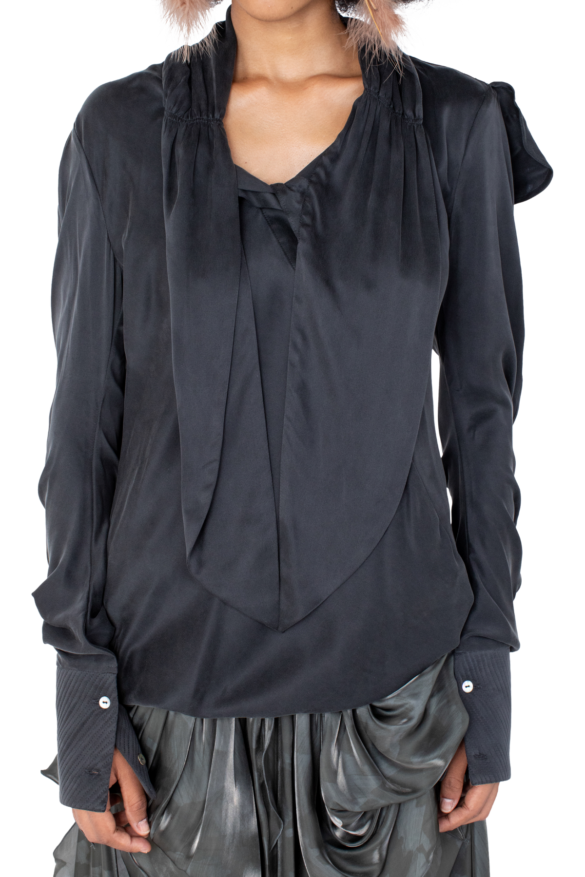 EVELYN Blouse — Sheen Black