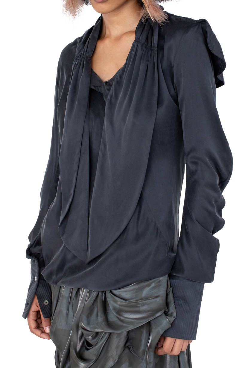 EVELYN Blouse — Sheen Black
