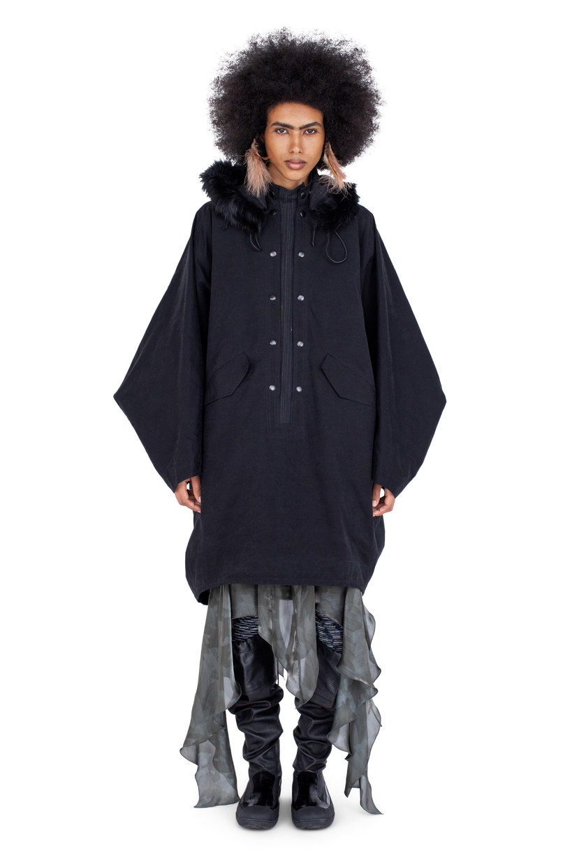 BITTERN Hooded Poncho — Onyx Black