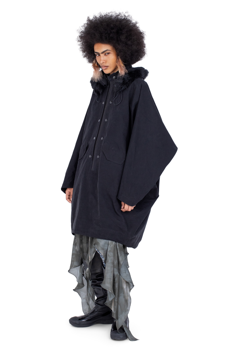 BITTERN Hooded Poncho — Onyx Black