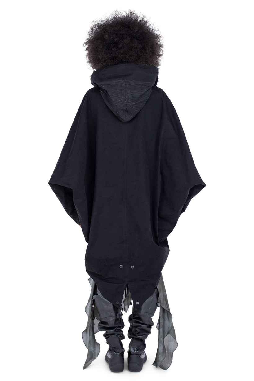 BITTERN Hooded Poncho — Onyx Black