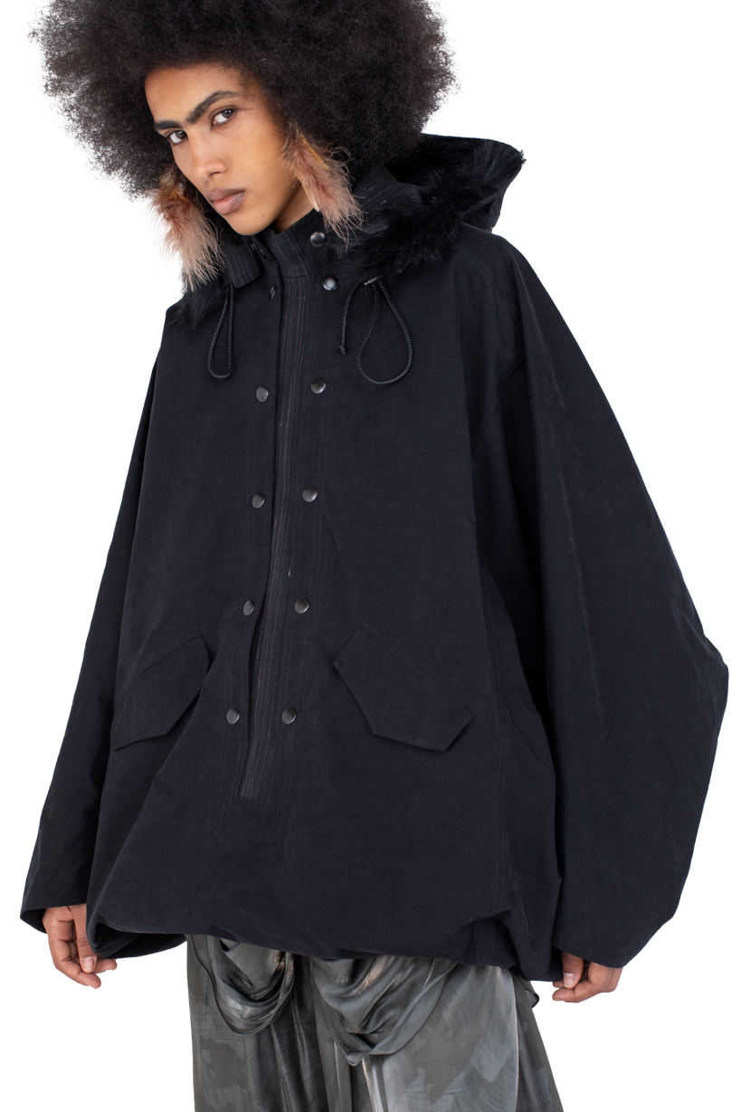 BITTERN Hooded Poncho — Onyx Black