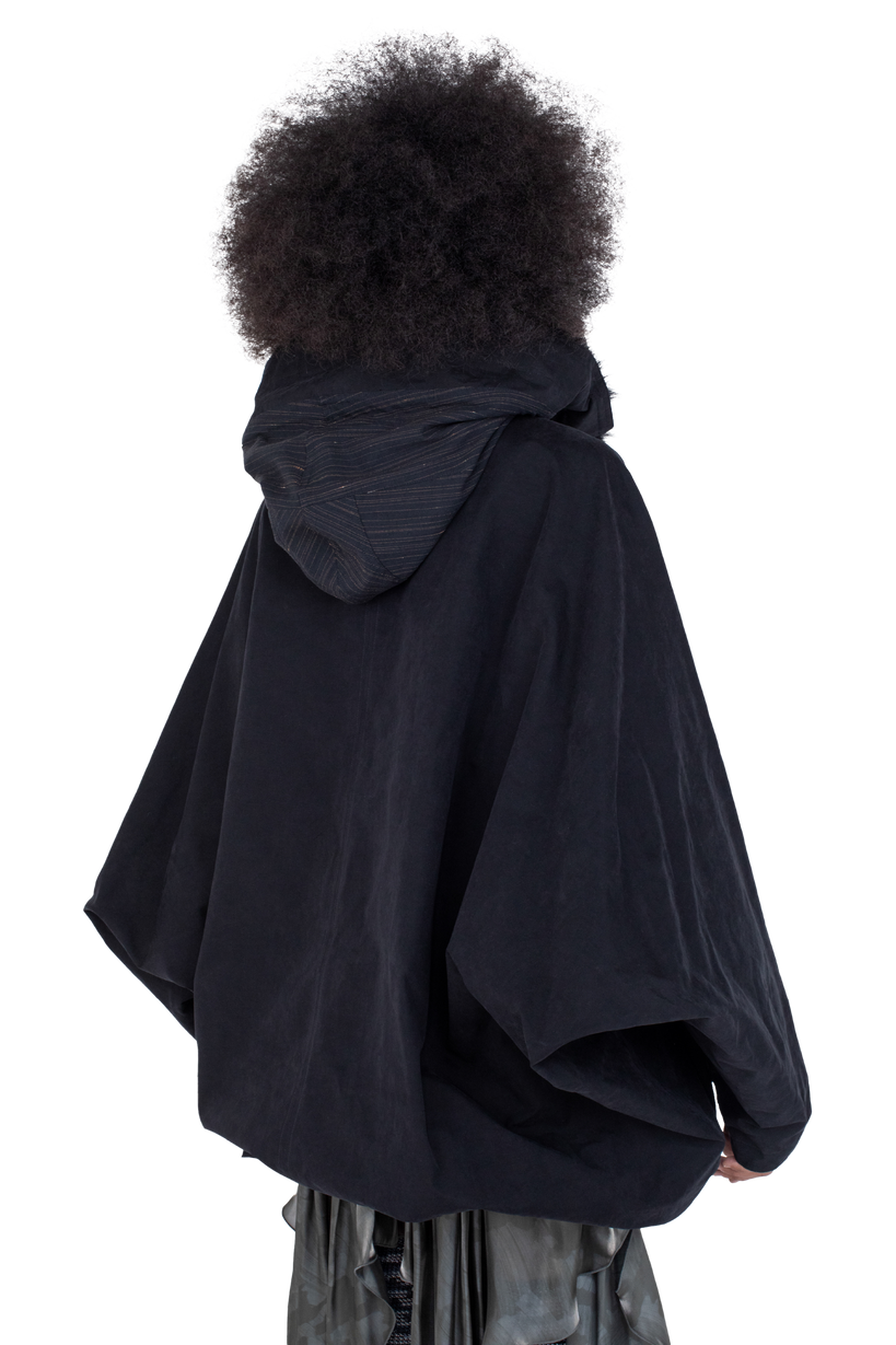 BITTERN Hooded Poncho — Onyx Black