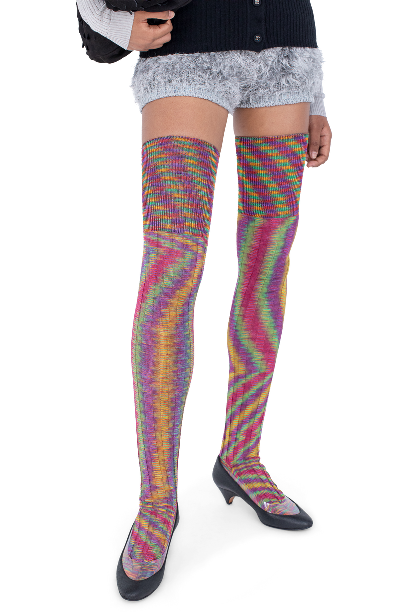 SITELLA Thigh High Socks — Rainbow Space Dye