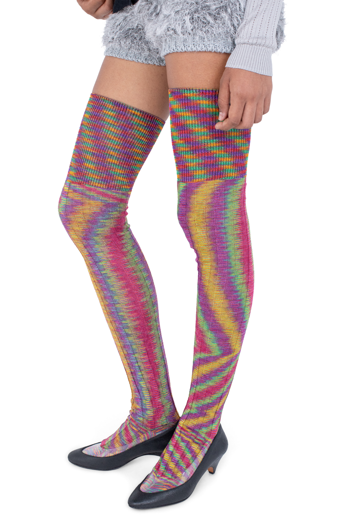 SITELLA Thigh High Socks — Rainbow Space Dye