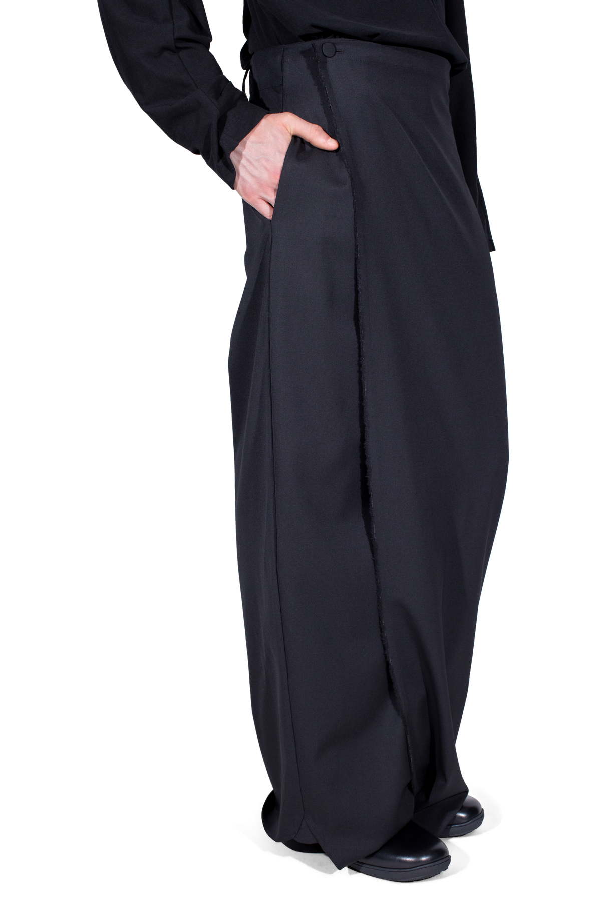 CURSUS Drape Trousers — Crow Black