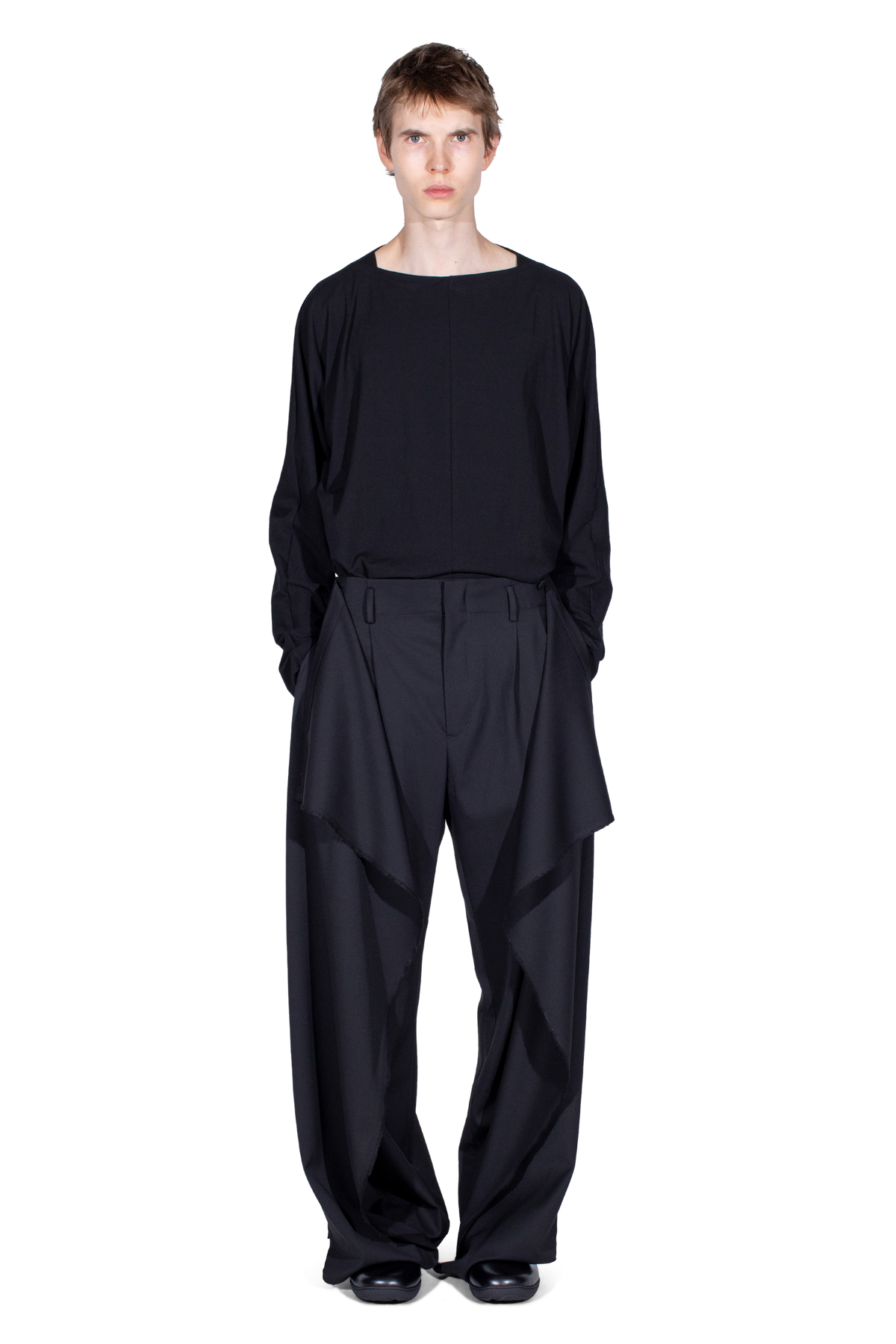 CURSUS Drape Trousers — Crow Black