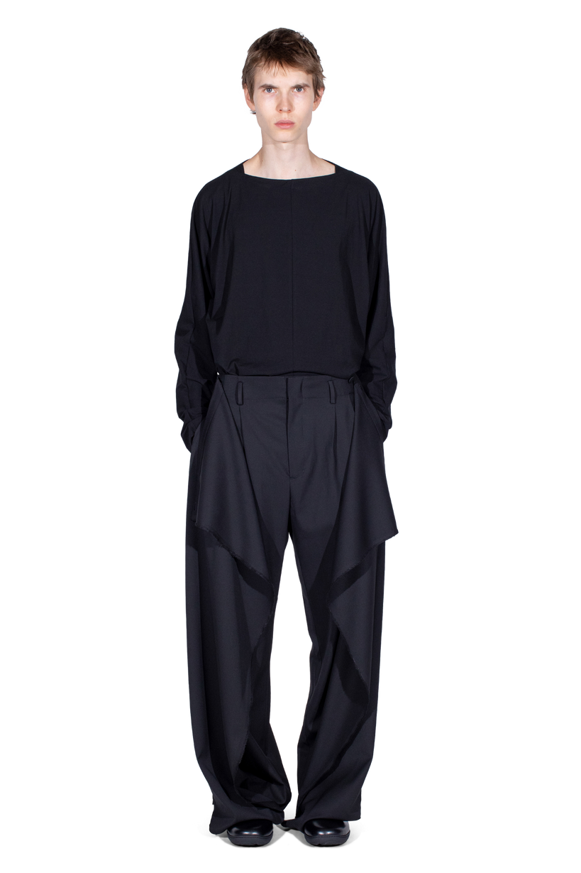 CURSUS Drape Trousers — Crow Black
