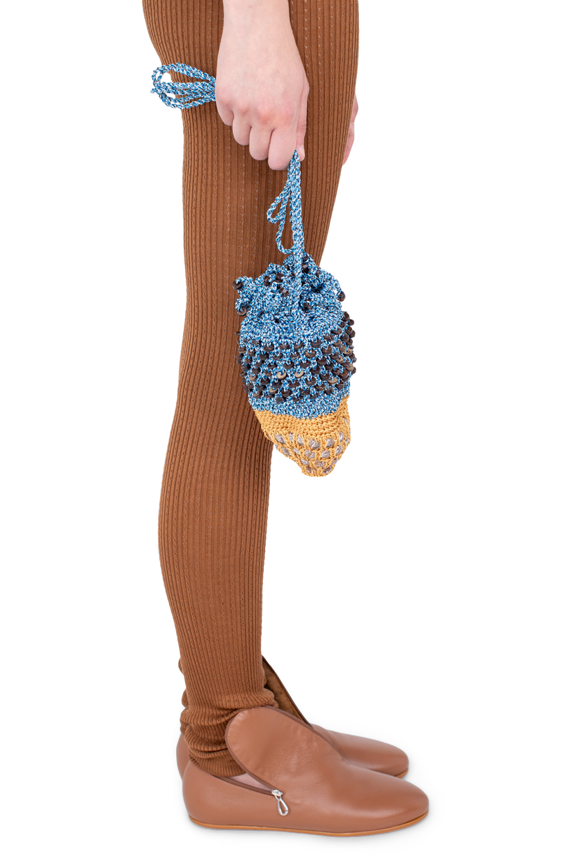 GANNET Crochet Pouch — Blue Snake / Gold (Exclusive)