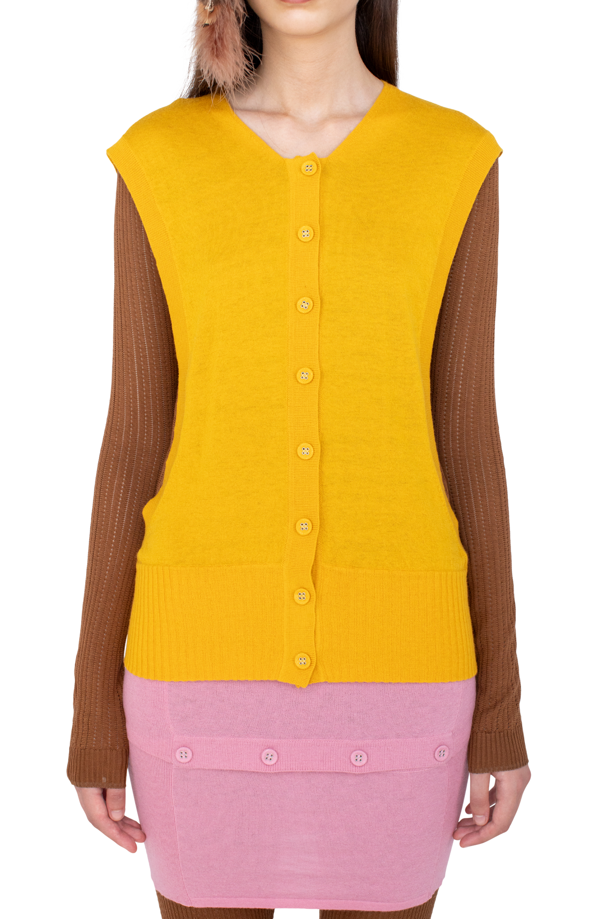 GUILLEMOT Cocoon Cardigan — Fleur de Lis Yellow / Brown Mocha