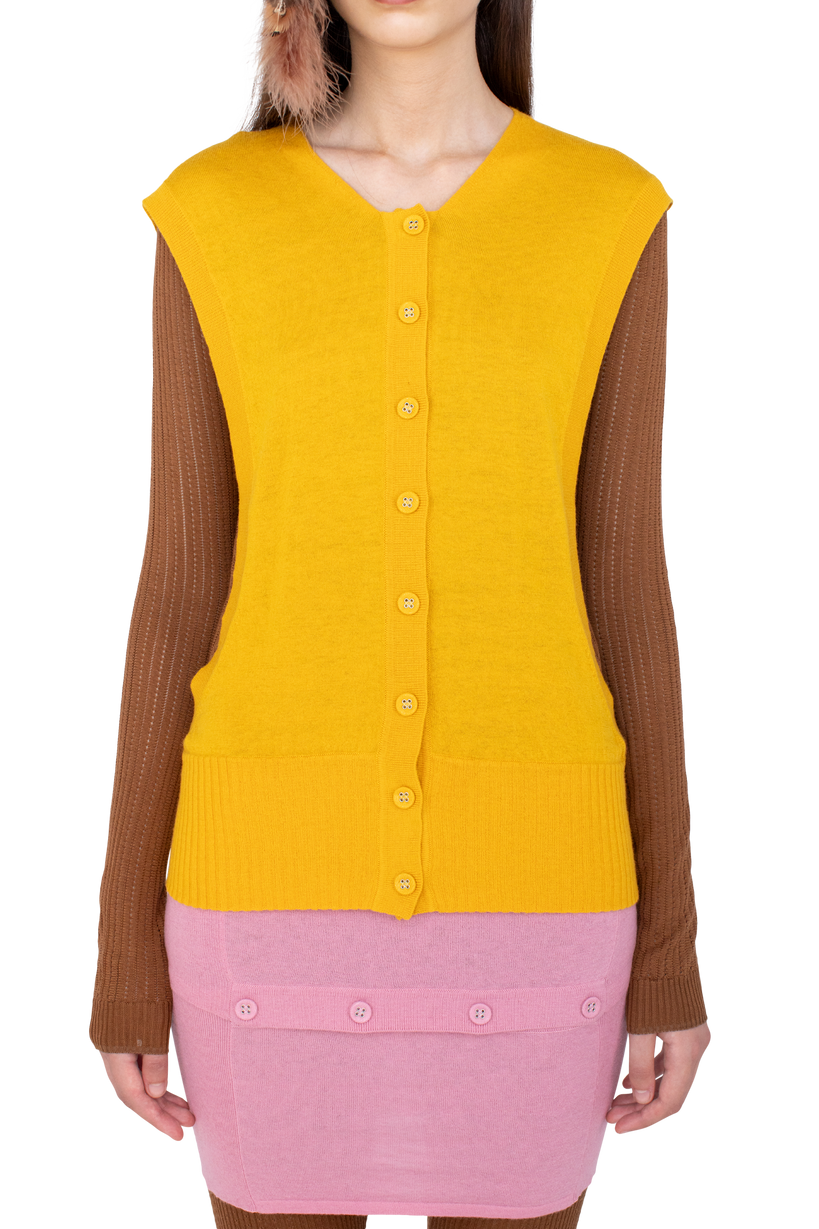 GUILLEMOT Cocoon Cardigan — Fleur de Lis Yellow / Brown Mocha