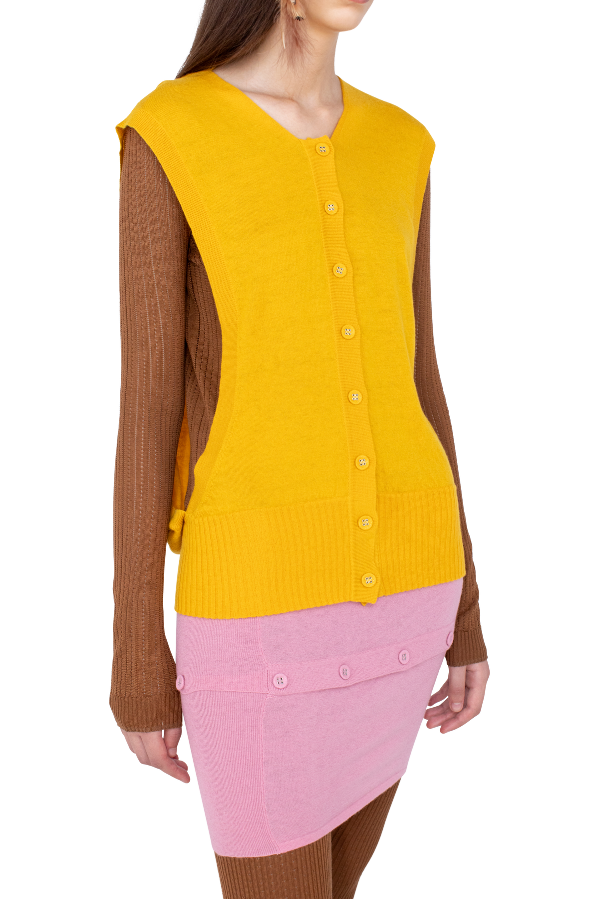 GUILLEMOT Cocoon Cardigan — Fleur de Lis Yellow / Brown Mocha