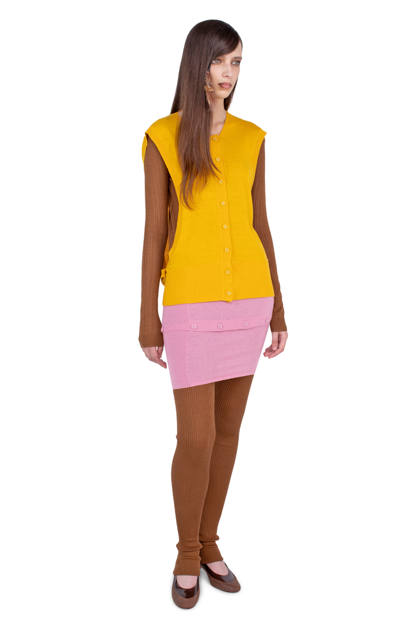 GUILLEMOT Cocoon Cardigan — Fleur de Lis Yellow / Brown Mocha