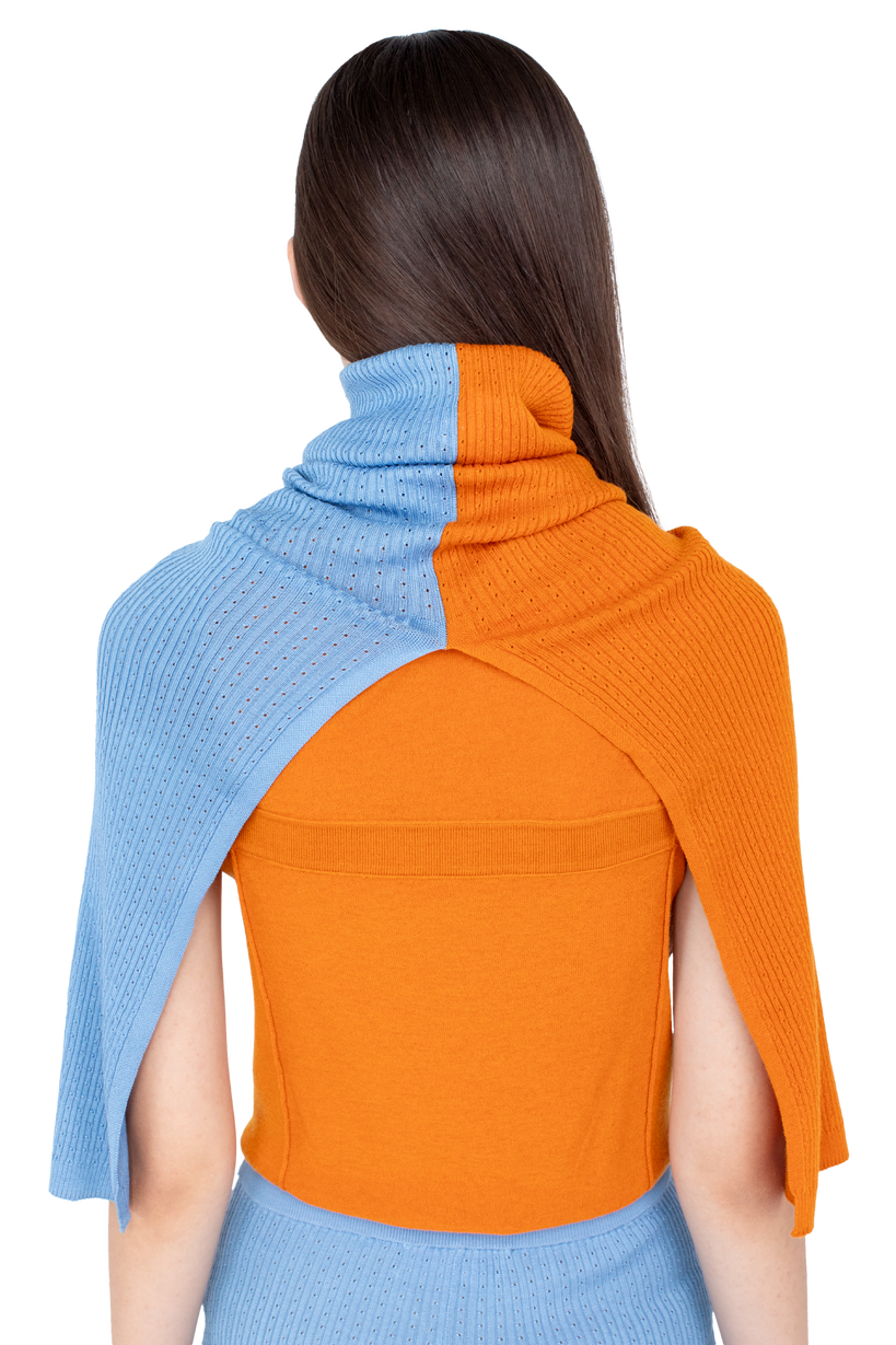 GREBE Scarf — Persimmon Orange / Blue Lake