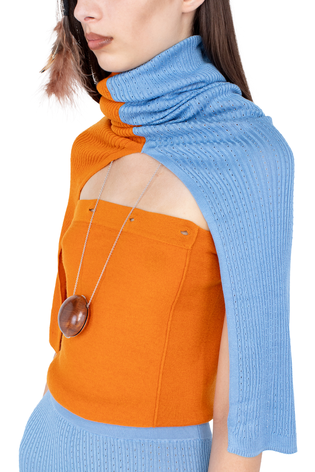 GREBE Scarf — Persimmon Orange / Blue Lake