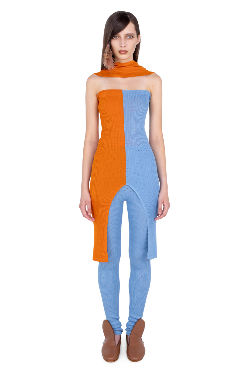 GREBE Scarf — Persimmon Orange / Blue Lake