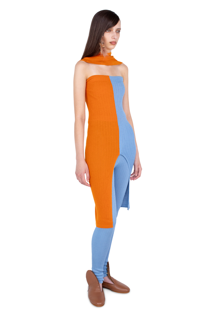 GREBE Scarf — Persimmon Orange / Blue Lake