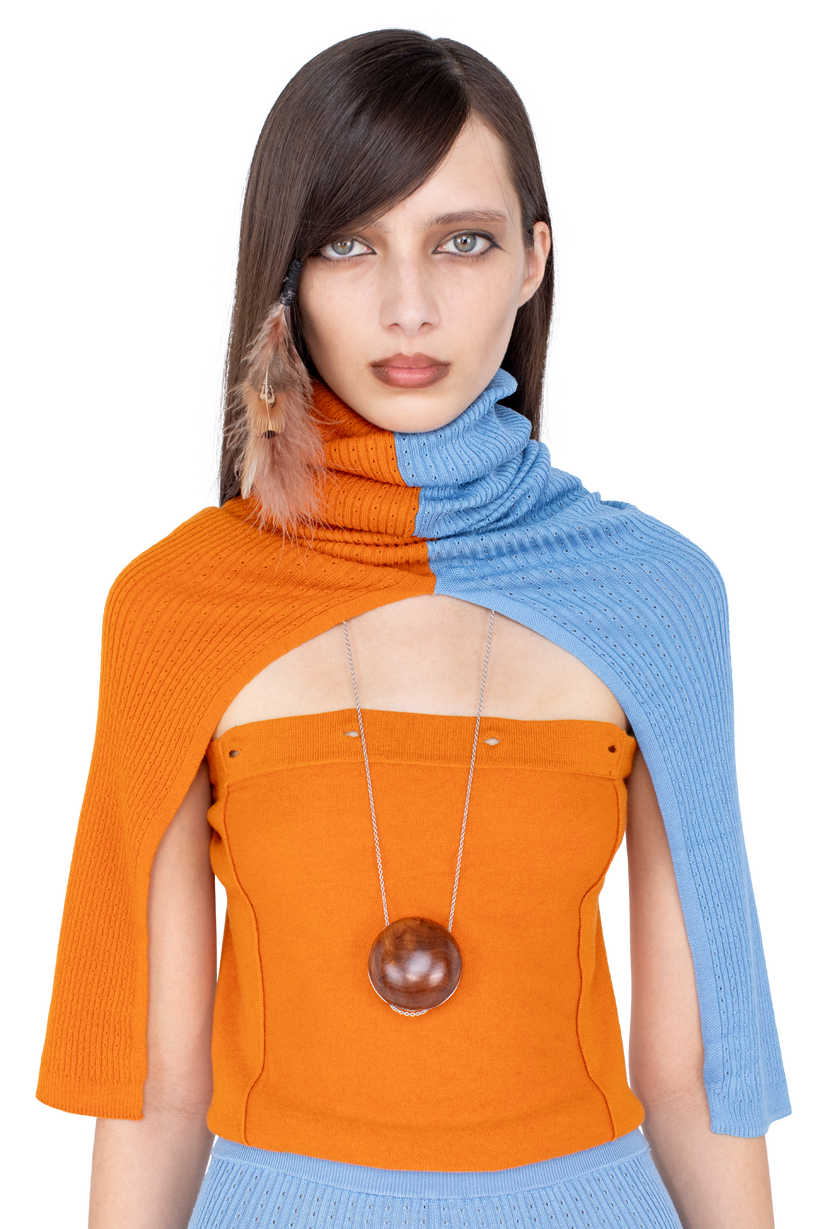 GREBE Scarf — Persimmon Orange / Blue Lake