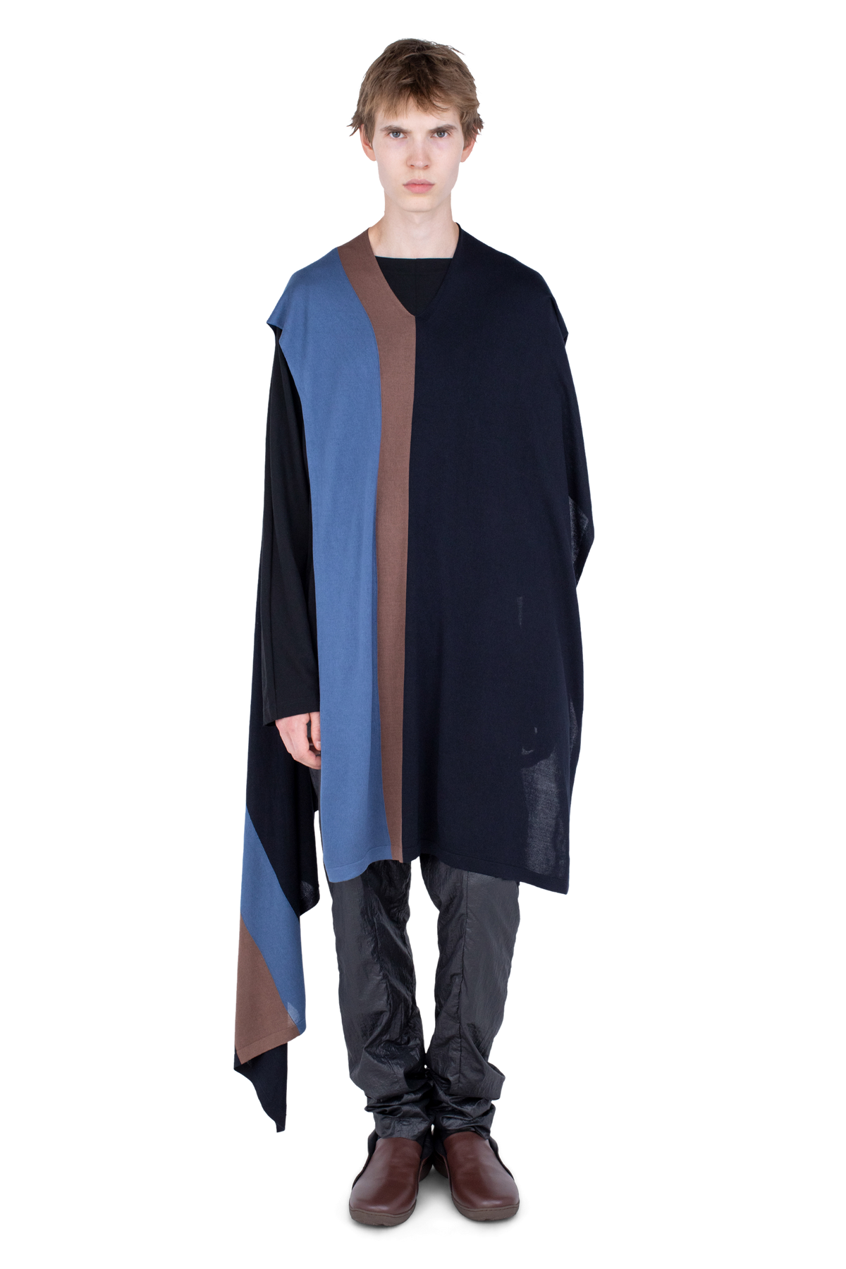 SIGO Wide Knit Scarf — Brown