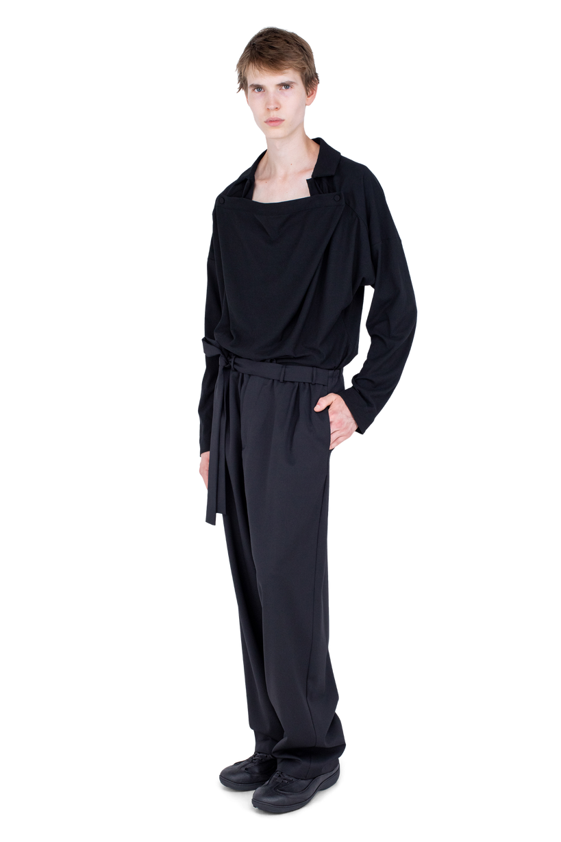 LAAN Gathered Trousers — Crow Black